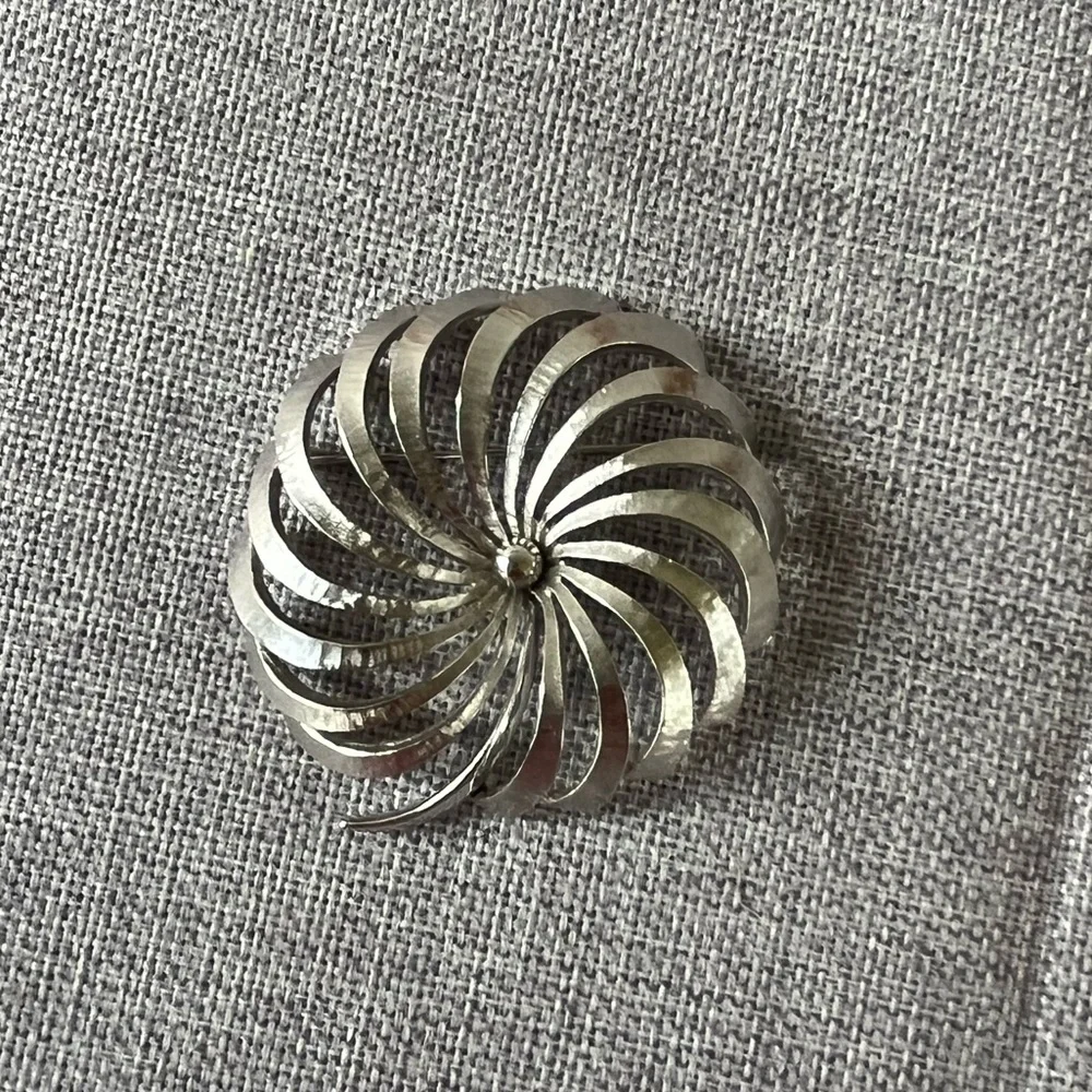 Vintage Monet Silver Tone Swirl Pin Brooch